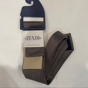 Texture slim tie with pocket square set
